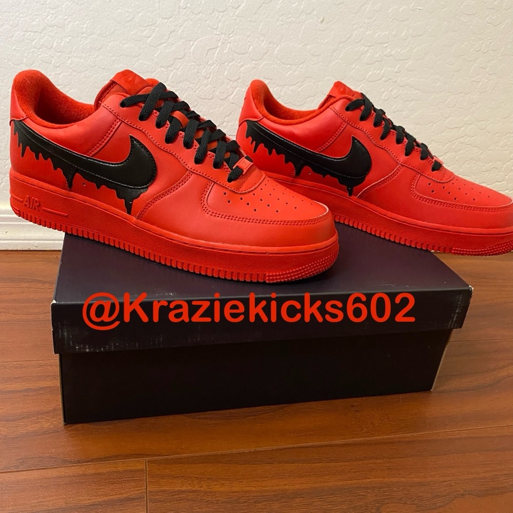 Mens Nike Air Force 1 custom “drippy reds”